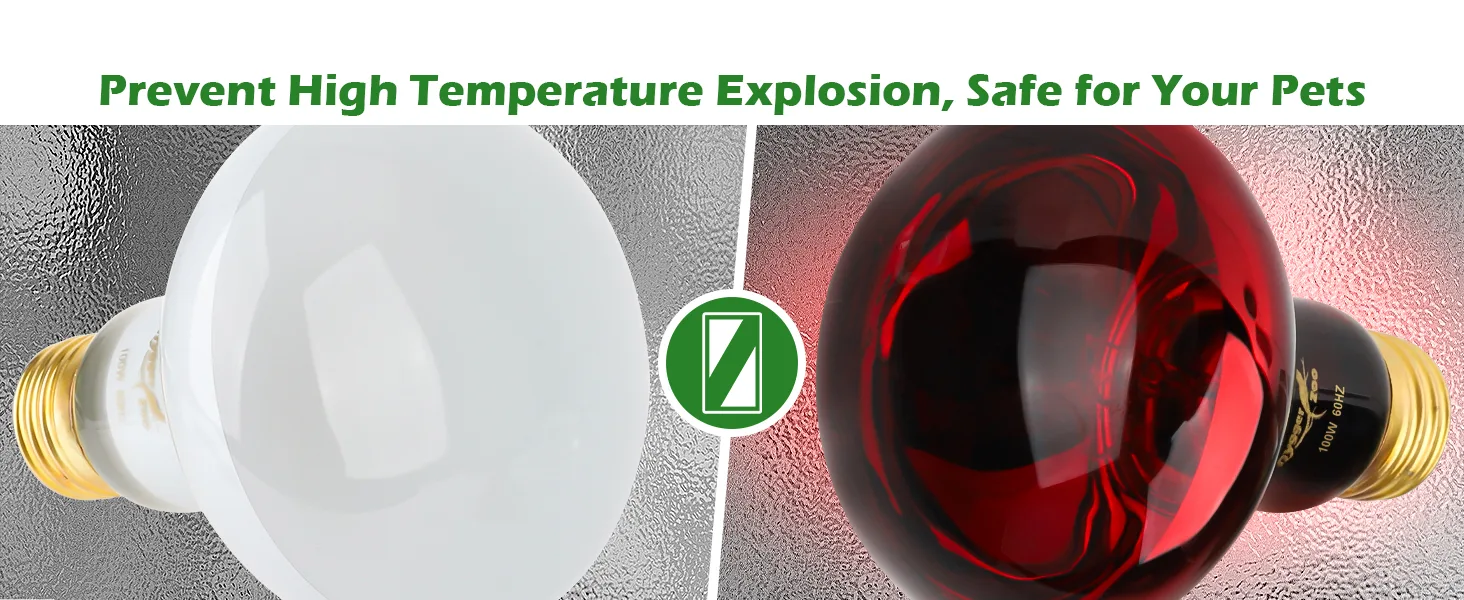 Compare standard and red heat bulbs for aquariums. Prevent high temperature explosion, safe for pets. Z symbol indicates safe