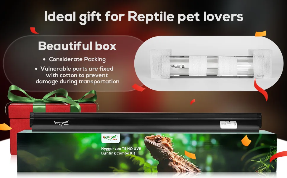 Hygger T5 HO UVB Lighting Combo Kit for reptile pets with beautiful gift box and considerate packing