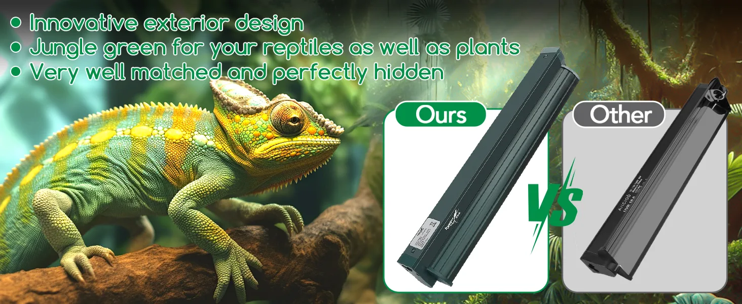 Hygger aquarium heater with jungle green design for reptiles, hidden and innovative exterior vs other brands