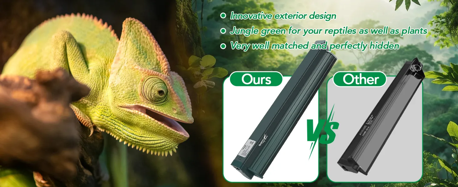 Hygger aquarium lighting fixture comparison: jungle green design for reptiles vs other brands
