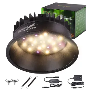 Hygger Zoo Reptile Light Fixture with LED bulbs, power adapter, and mounting hardware for aquariums