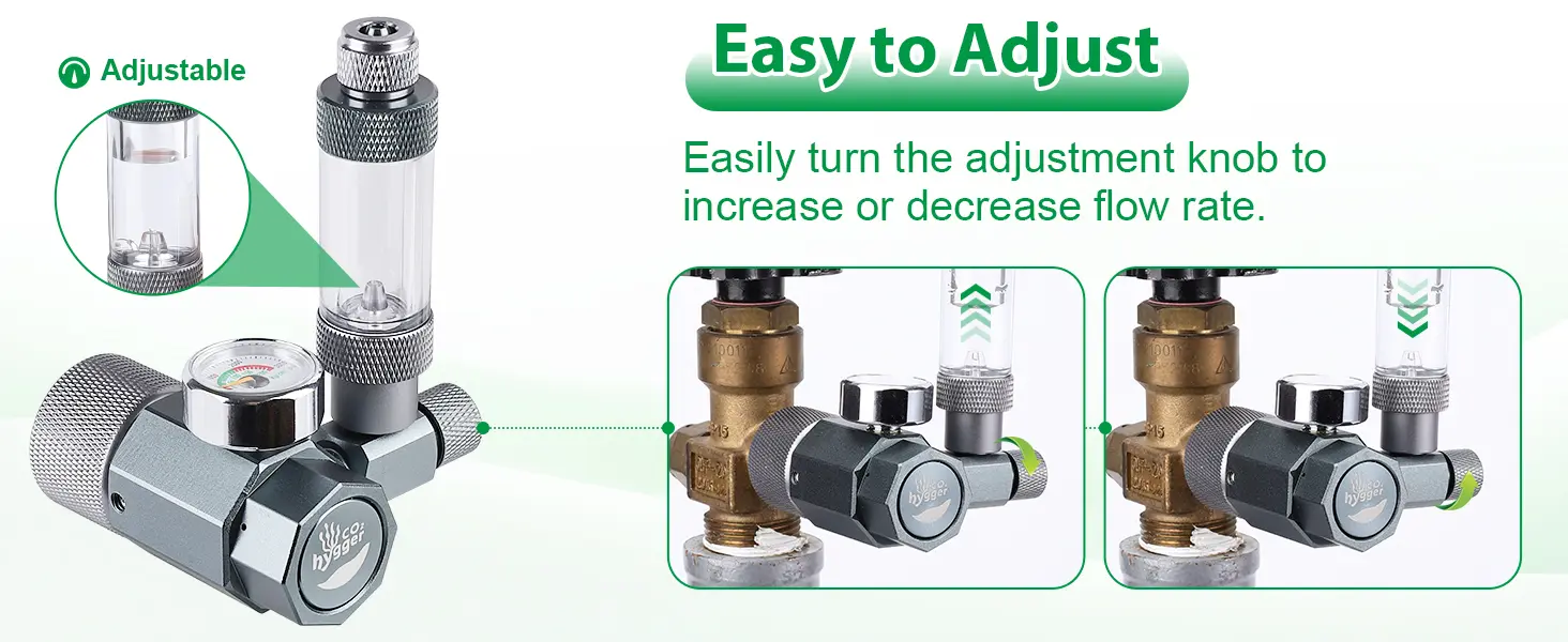 Hygger aquarium flow control valve with adjustable knob for easy flow rate adjustment.
