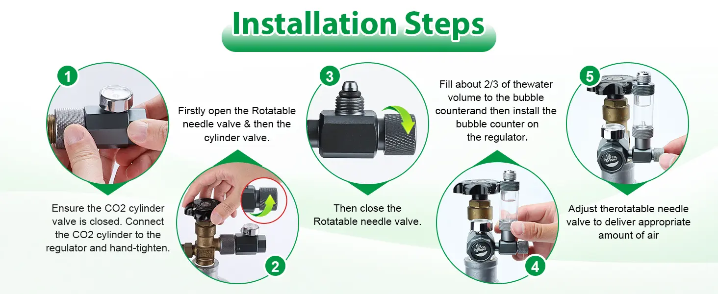 Step-by-step guide for installing a CO2 regulator with bubble counter in aquarium setup