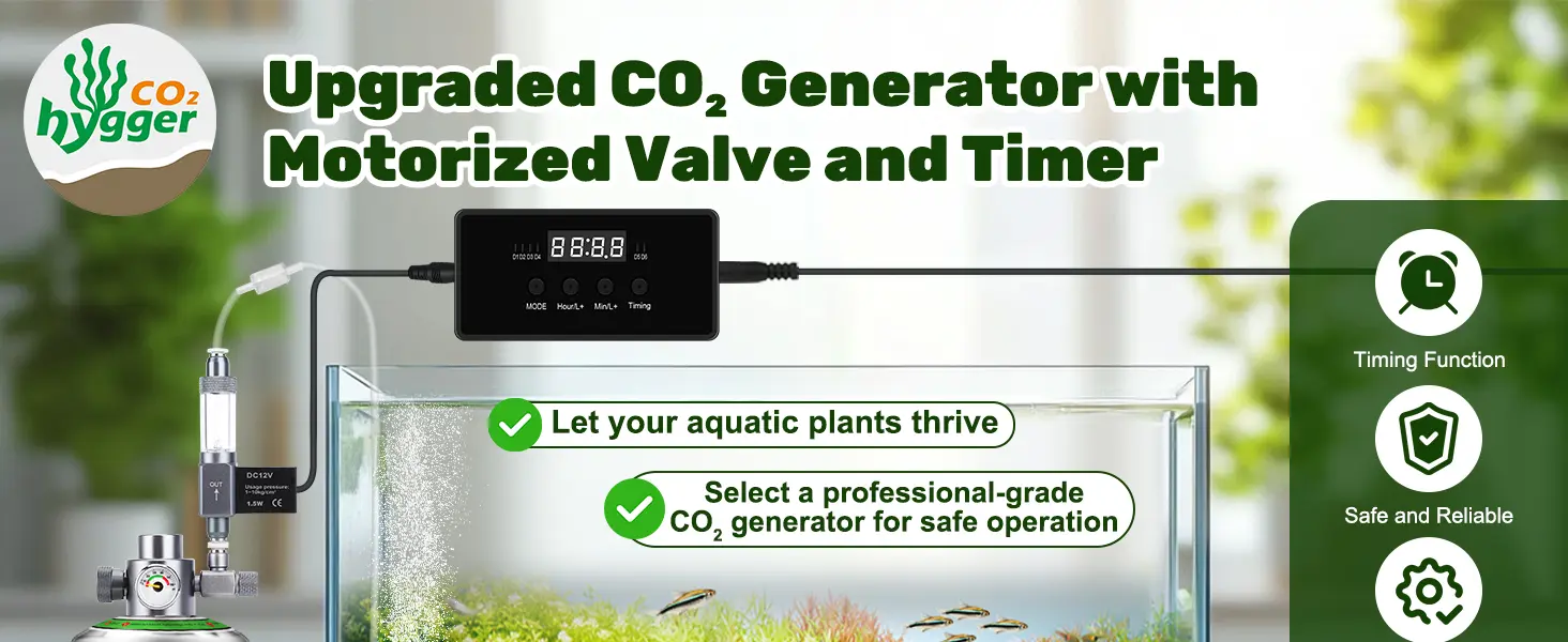 Hygger CO2 Generator with Motorized Valve and Timer for aquarium plants thriving