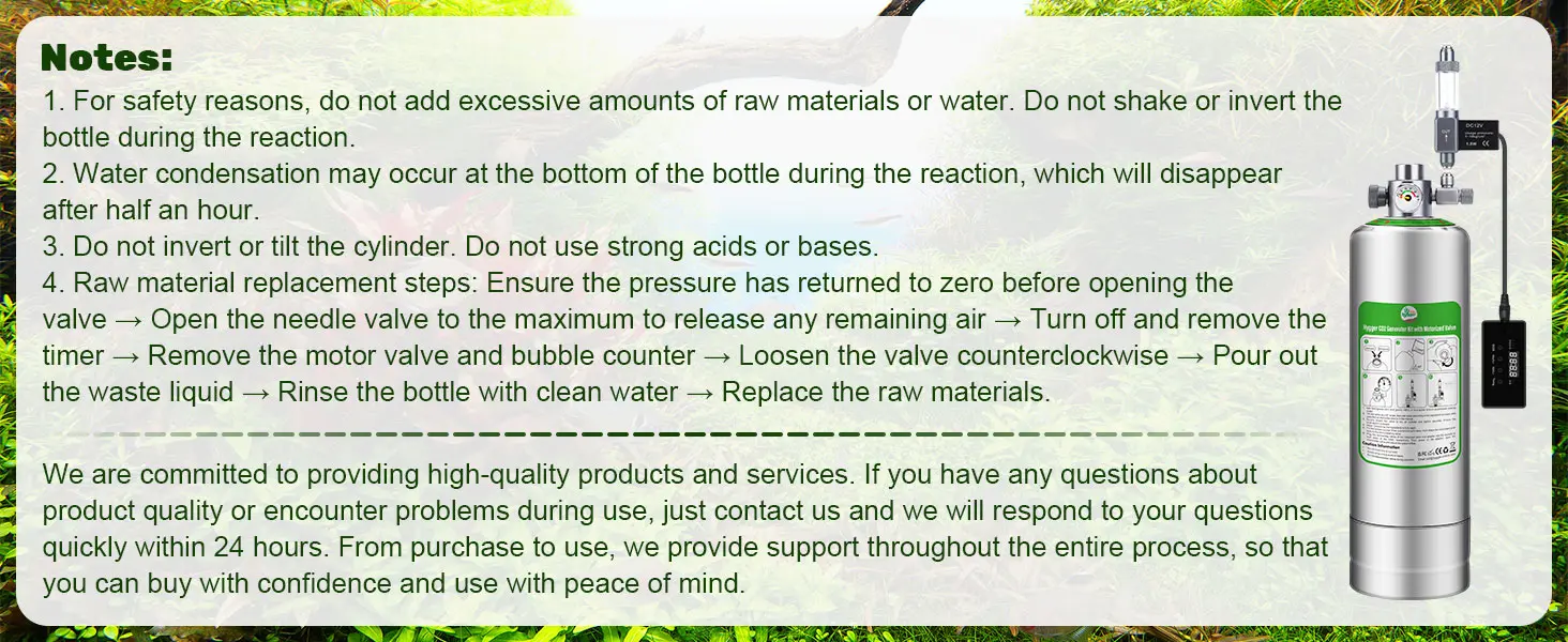 Hygger aquarium CO2 system with safety notes and cylinder image for SEO