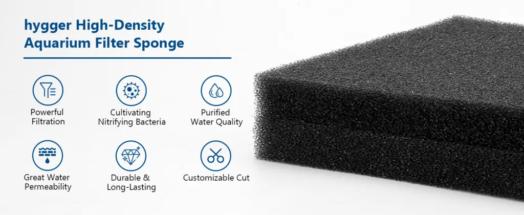 hygger High-Density Aquarium Filter Sponge with Powerful Filtration, Nitrifying Bacteria Cultivation, Purified Water Quality,
