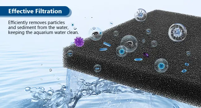 Hygger aquarium filter removing particles and sediment from water to keep aquarium clean
