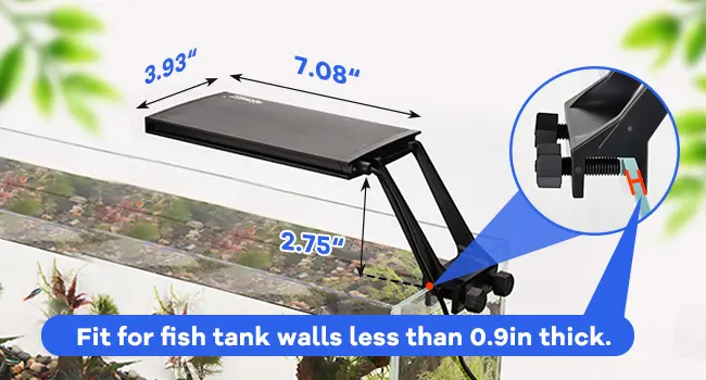 Hygger aquarium tank wall mount with dimensions 3.93" x 7.08" x 2.75" for thin walls under 0.9in