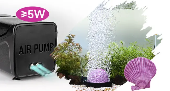 Hygger aquarium air pump with bubbles, plants, and shell for fish tank decoration