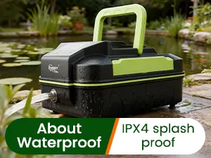 Hygger aquarium pump with IPX4 splash proof rating in garden pond setting