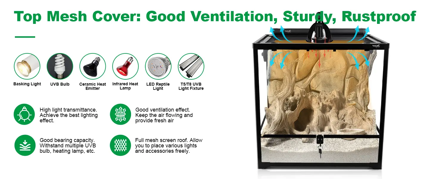 Hygger aquarium top mesh cover with good ventilation, sturdy construction, rustproof design, and compatibility with various l