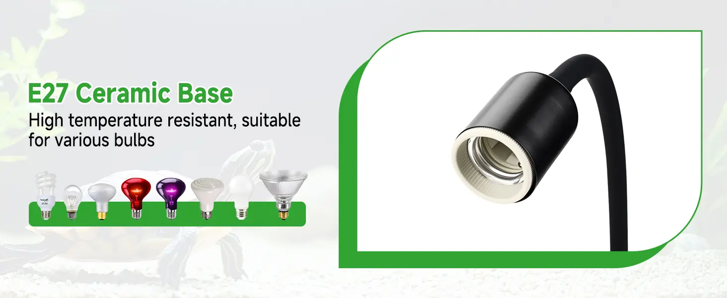 E27 Ceramic Base Lamp Holder with Flexible Arm for Various Bulbs