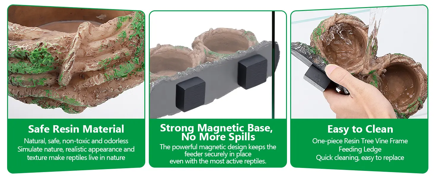 Hygger aquarium feeder with safe resin material, magnetic base, and easy-to-clean design for reptiles