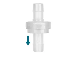 Hygger aquarium filter component with downward arrow indicating installation direction