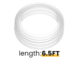 Clear flexible tubing coil labeled 6.5FT for aquarium use, ideal for water circulation and filtration systems.