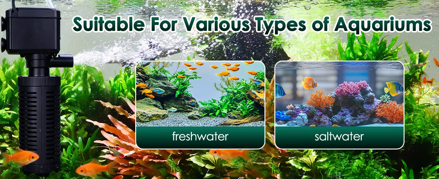 Hygger aquarium air pump for freshwater and saltwater tanks with plants and fish
