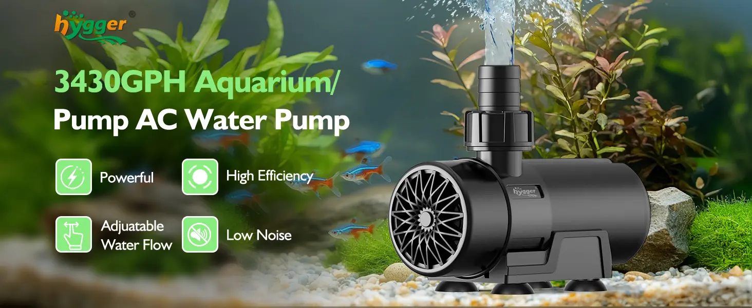Hygger 3430GPH Aquarium Pump AC Water Pump with Adjustable Flow and Low Noise for Fish Tanks