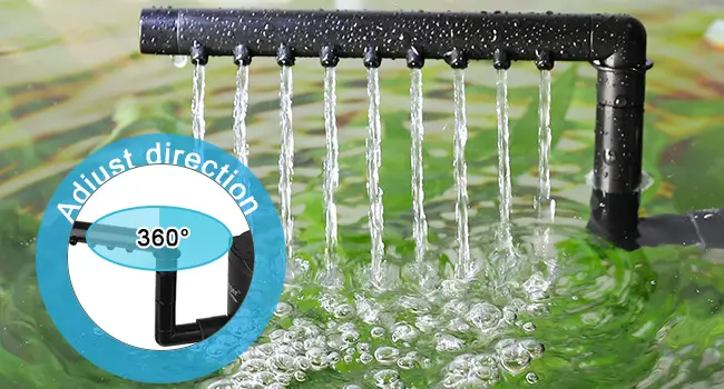 Hygger aquarium water feature with adjustable 360° direction for optimal water flow and aeration in fish tanks.