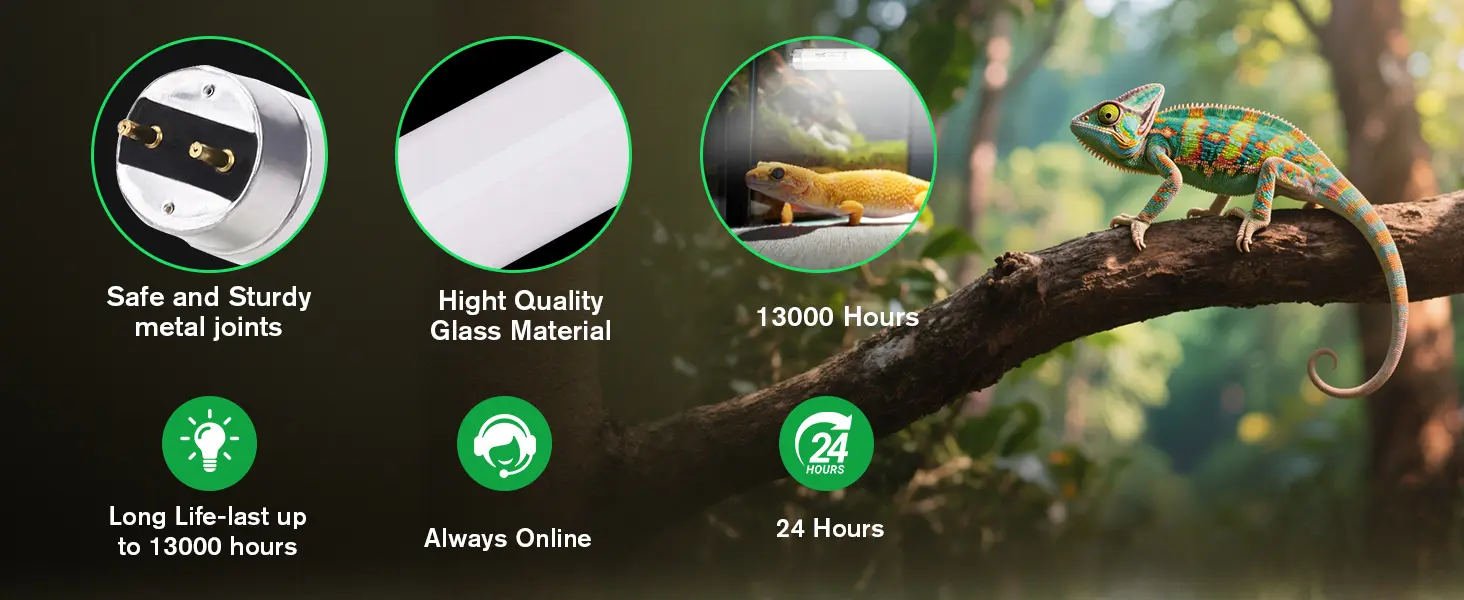 Hygger aquarium lighting features safe metal joints, high-quality glass, 13000-hour lifespan, and 24/7 online support for rep
