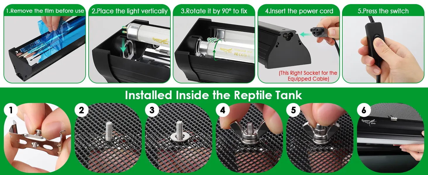 Step-by-step guide for installing hygger aquarium heater inside reptile tank with 6 clear instructions