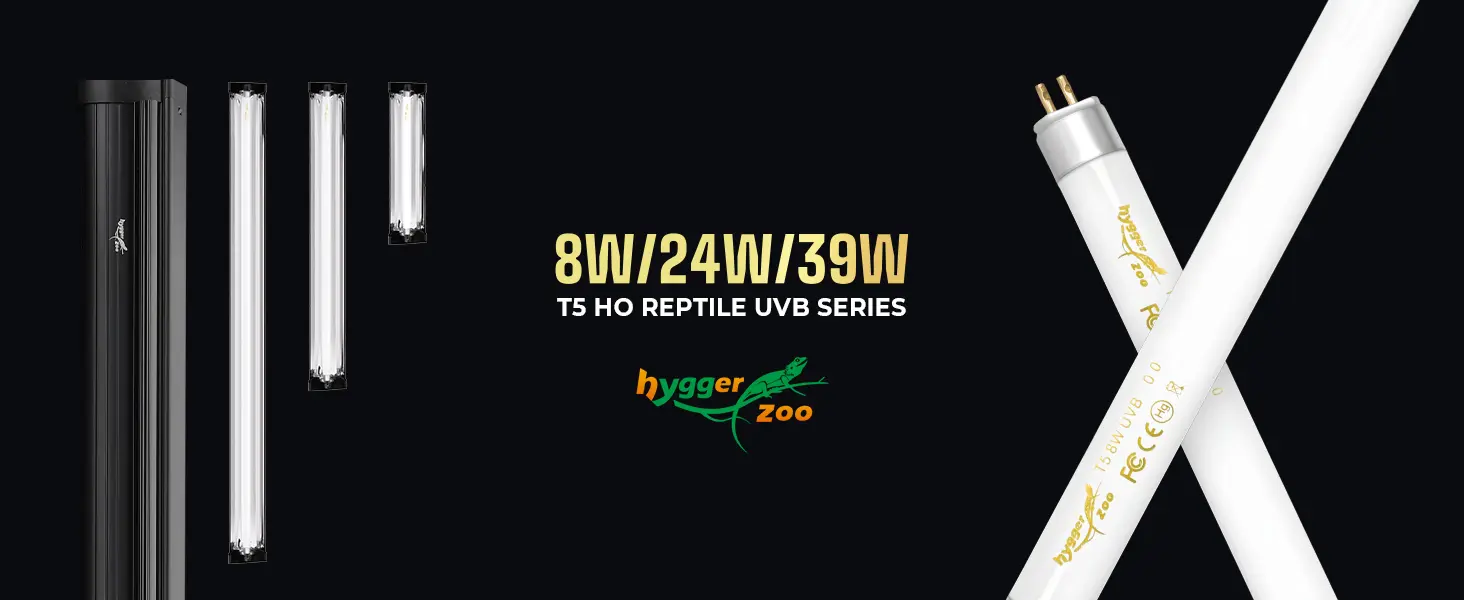 Hygger Zoo T5 HO Reptile UVB Series: 8W/24W/39W LED tubes for reptile enclosures, UVB lighting for bearded dragons and other