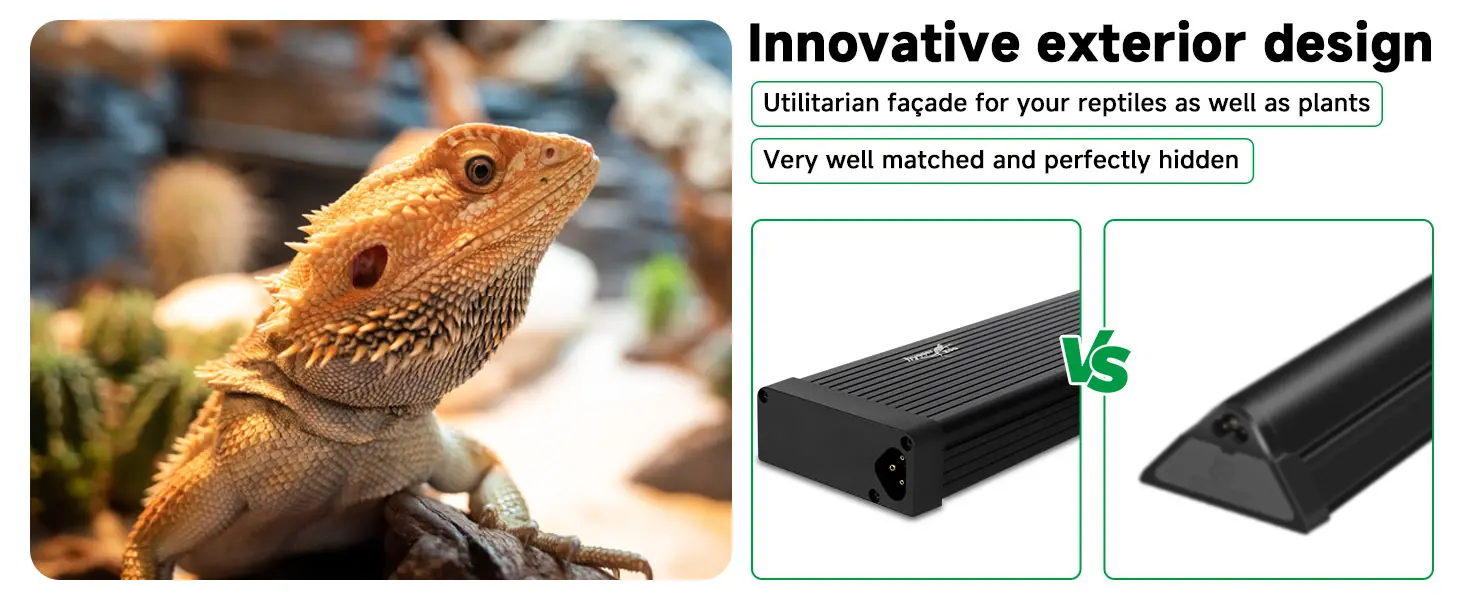 Hygger aquarium heater with innovative exterior design for reptiles and plants, hidden and utilitarian facade