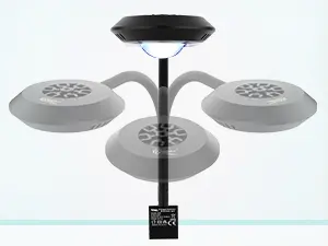 Hygger HG265 modular saltwater aquarium light, showing single and multi-head clip-on reef LED light setups